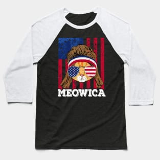 American Flag Meowica Cat 4th of July Baseball T-Shirt